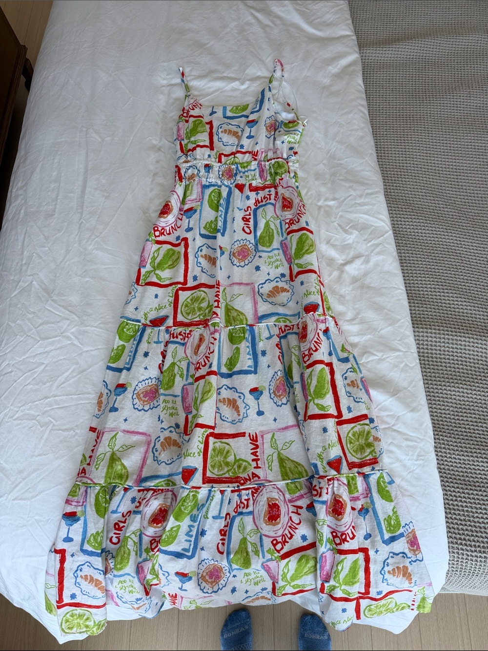 Cynthia Rowley White Sleeveless Maxi Dress with Multi-Color Fruit Print
